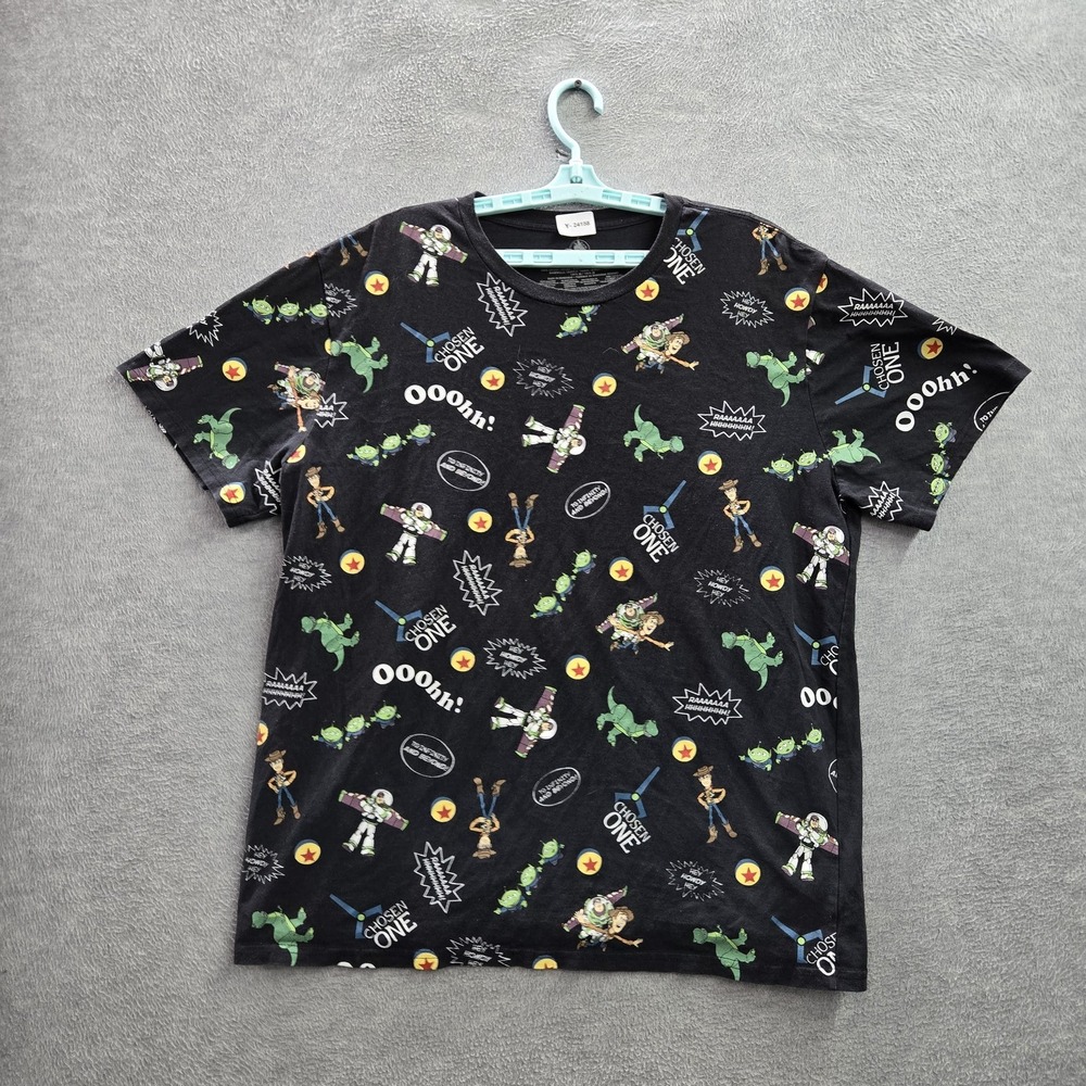 Disney Parks Men Shirt 2XL Black Graphic‎ AOP Toy Story Short Sleeve